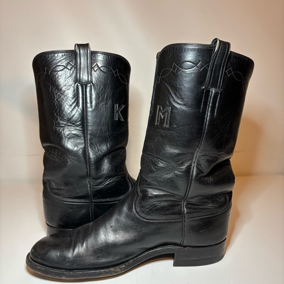 Custom Made Kangaroo Western Boots By Morado Brothers Almond Toe Black Size 12 - Picture 4 of 15